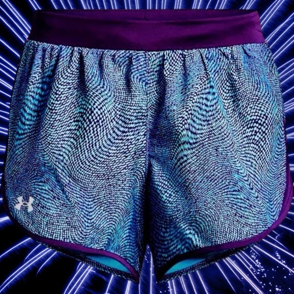 NWT Under Armour ‘Fly-By 2.0 Printed Shorts’ in “Reflective Sonar Blue” Size M - Picture 1 of 15